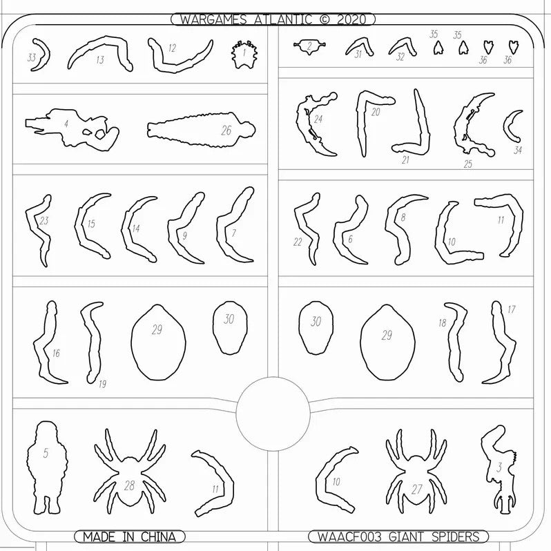 Wargames Atlantic: Classic Fantasy Giant Spiders Sprue – 28mm Miniatures