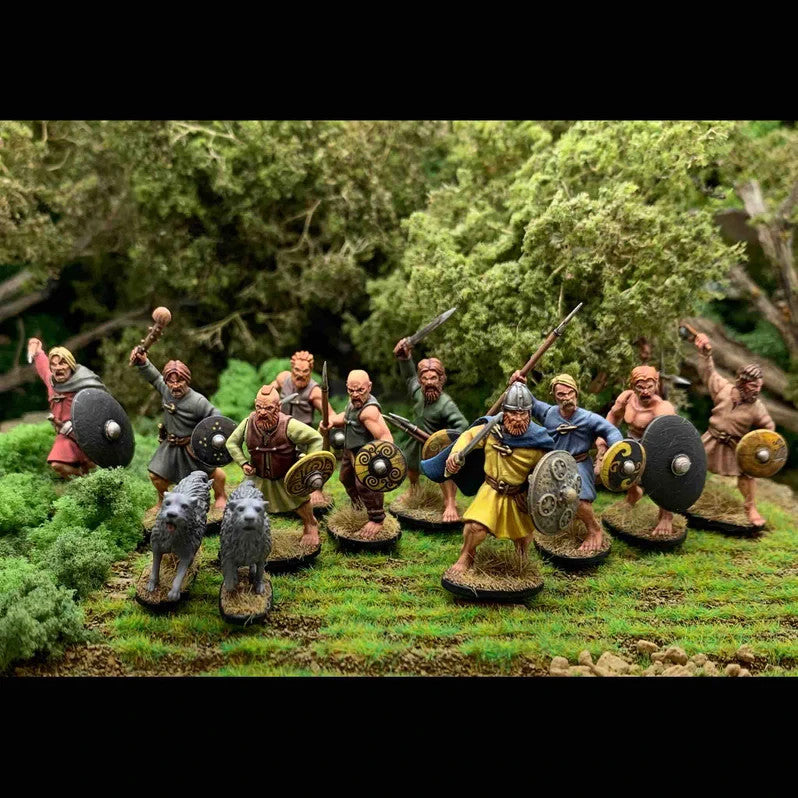 Wargames Atlantic Dark Ages Irish Sprue – x6 Warriors + x2 Wolfhounds, 28mm Miniatures