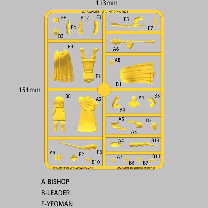 Wargames Atlantic Trench Missionaries Leader Sprue – x4 32mm Weird War Miniatures