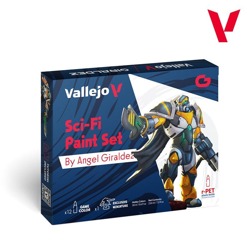 Vallejo Game Color Sci-Fi  Angel Giraldez Paint Set w 12 Colors and Miniature