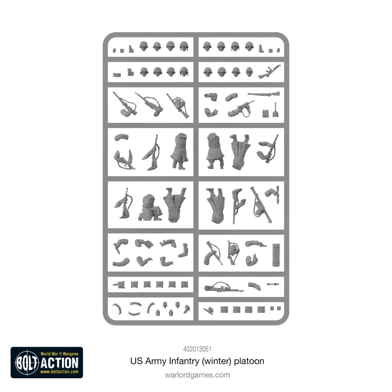 Bolt Action: US Army Winter Infantry SPRUE with Bases 28mm WW2 Warlord Games