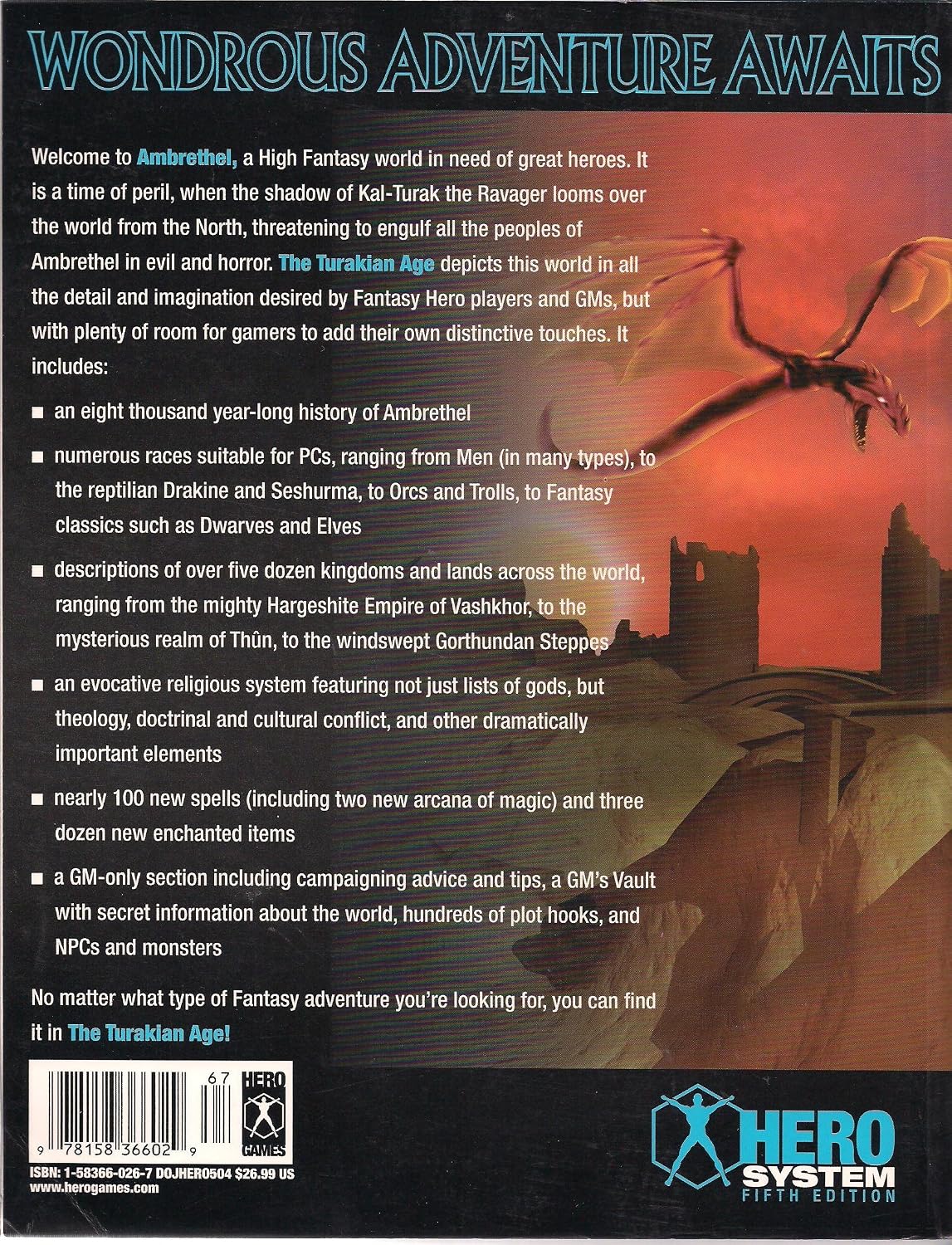 Fantasy Hero: The Turakian Age RPG (Hero Games) - Out of Print