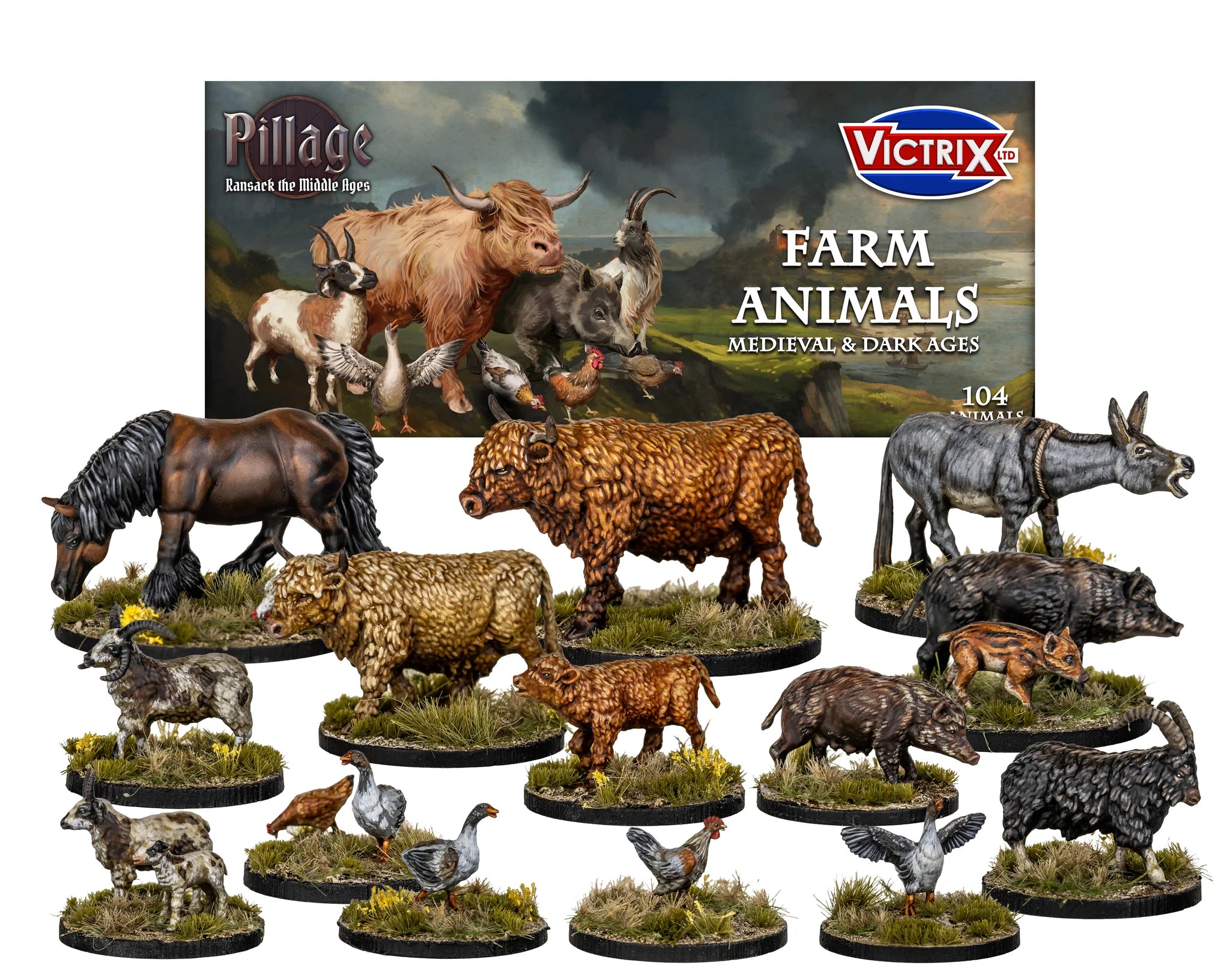 VICTRIX Medieval Farm Animals Sprue (x4 Figures) - 28mm Miniatures