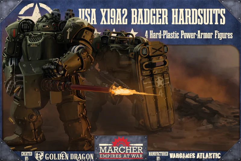 Marcher: U.S. X19A2 Badger Hardsuit Sprue - 28mm Dieselpunk Miniatures
