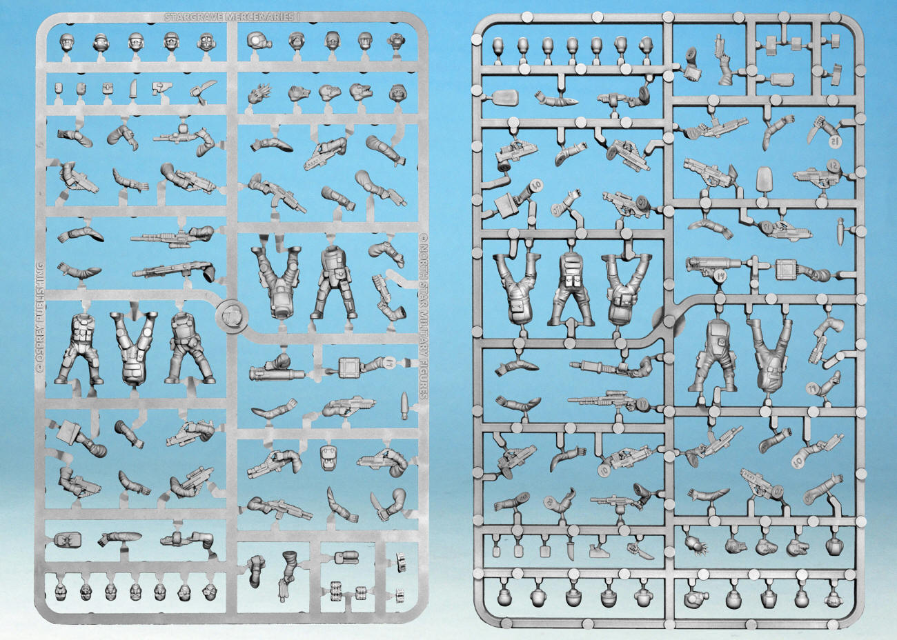 Stargrave Mercenaries: Male Sci-Fi Warrior Sprue (x5 28mm Miniatures)