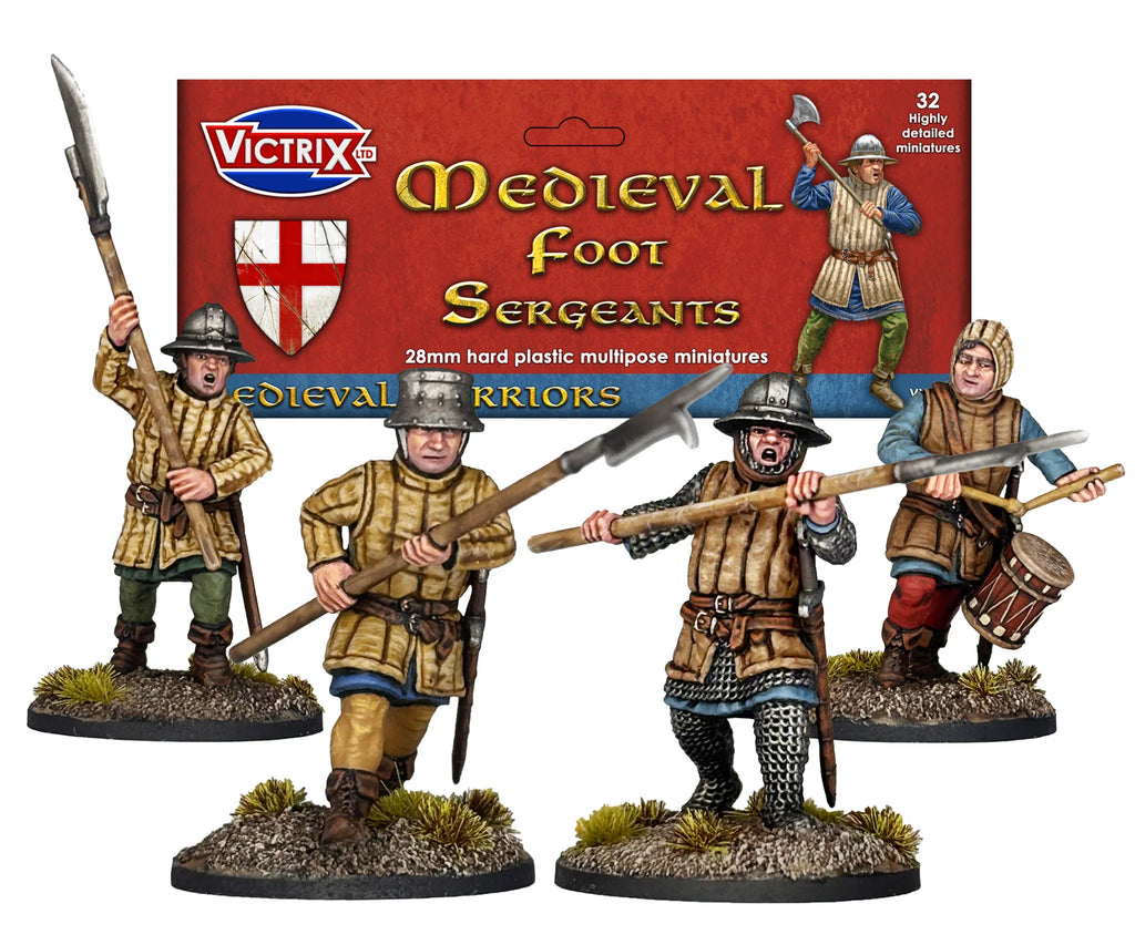 VICTRIX Foot Sergeants Sprues (x8 28mm Medieval Miniatures)