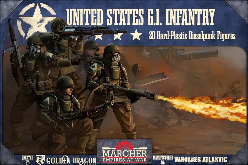 Marcher: U.S. GI Infantry Sprue - 28mm Dieselpunk Miniatures