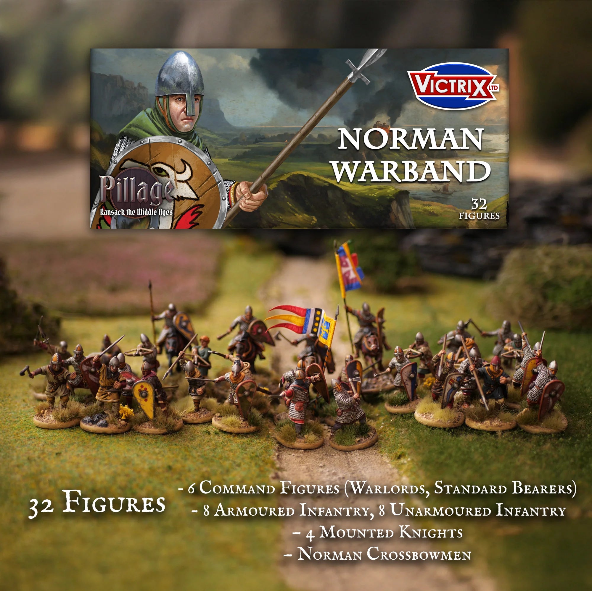 VICTRIX Norman Warband (x32 Figures) - 28mm Medieval Miniatures