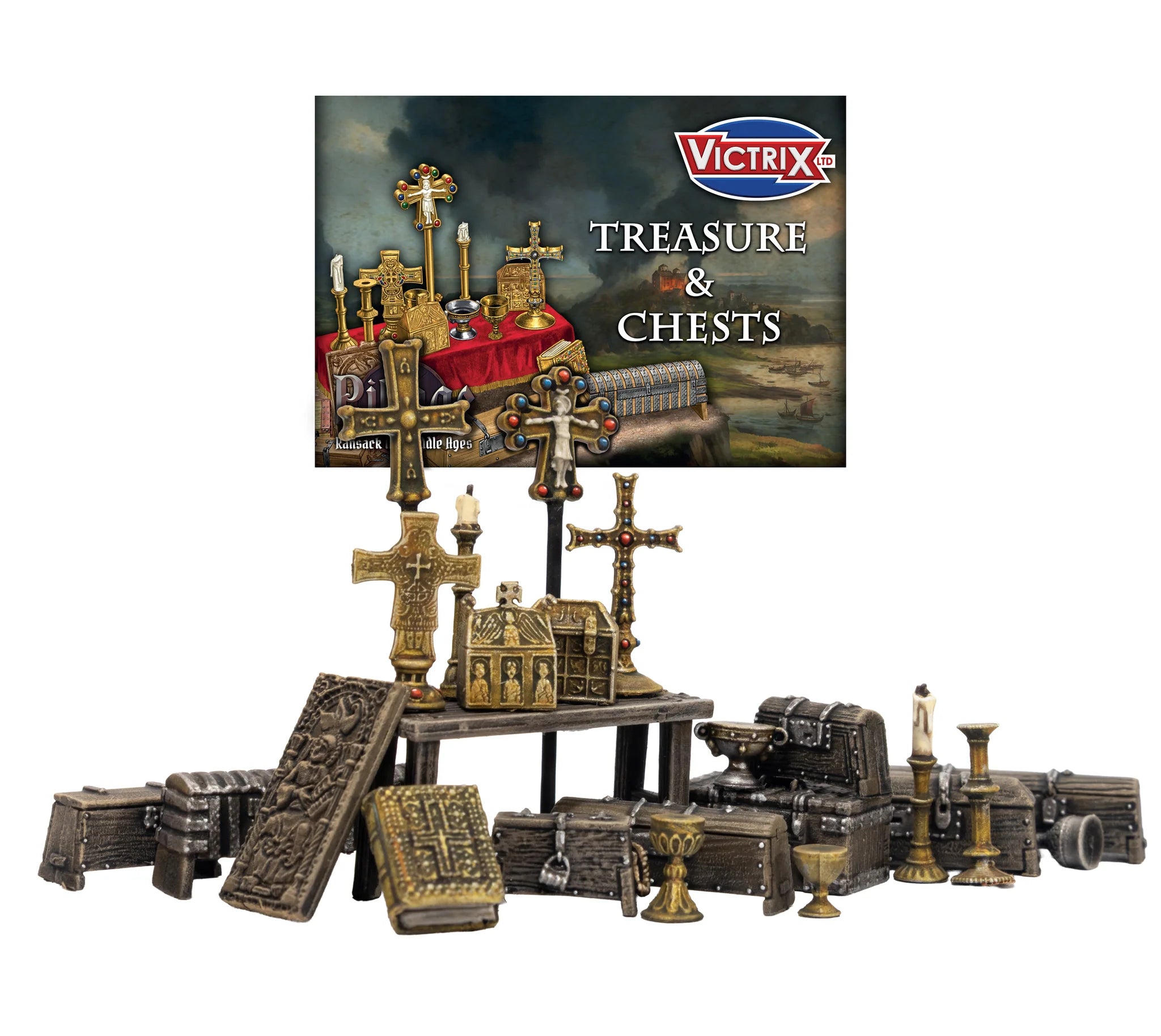 VICTRIX Treasures & Chests Sprue — 28mm Dark Age & Medieval Loot