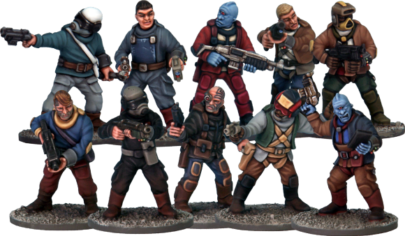 Stargrave Crew: Male Sci-Fi Crew Sprue (x5 28mm Miniatures)