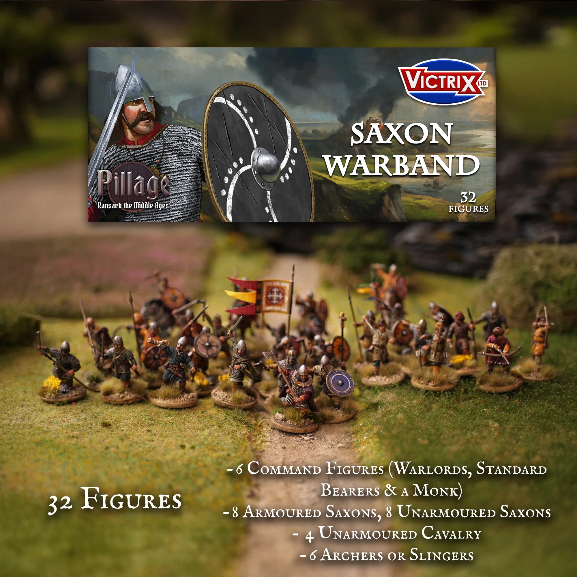 VICTRIX Saxon Warband (x32 Figures) - 28mm Medieval Miniatures