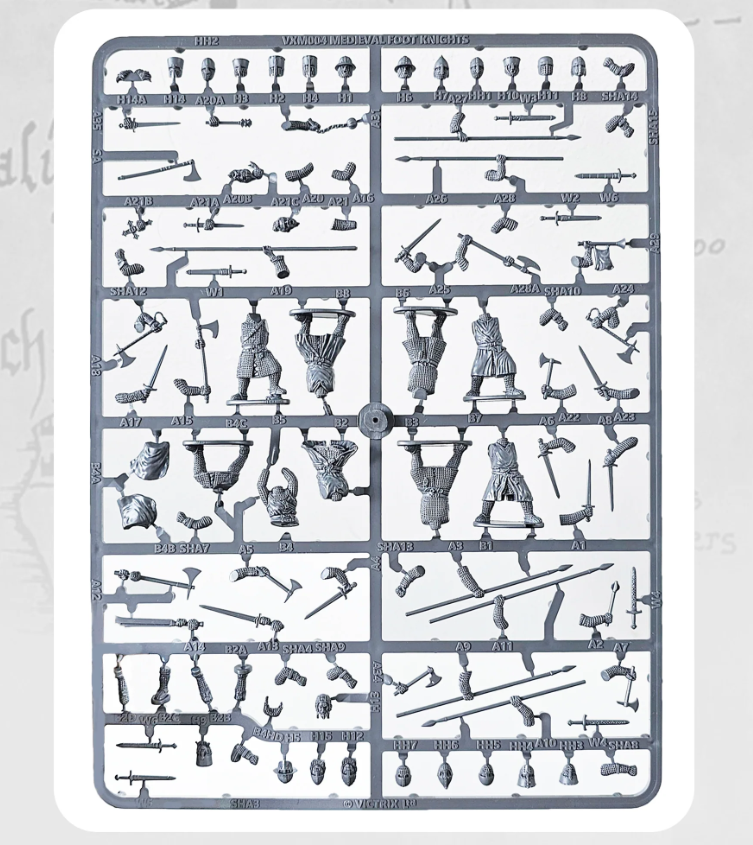 VICTRIX Foot Knights Sprues (x8 28mm Medieval Miniatures)