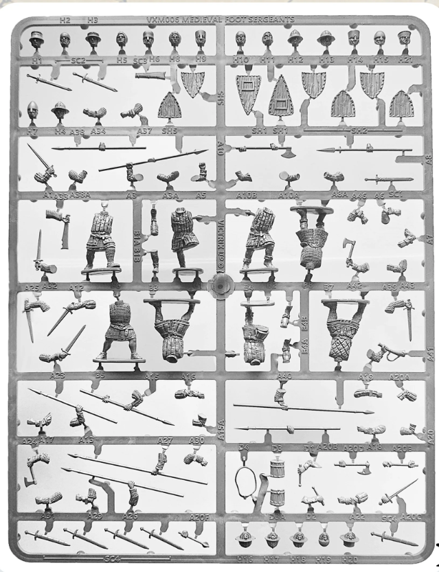 VICTRIX Foot Sergeants Sprues (x8 28mm Medieval Miniatures)
