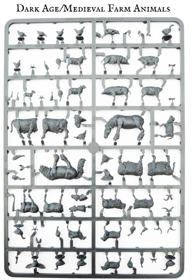VICTRIX Medieval Farm Animals Sprue (x4 Figures) - 28mm Miniatures