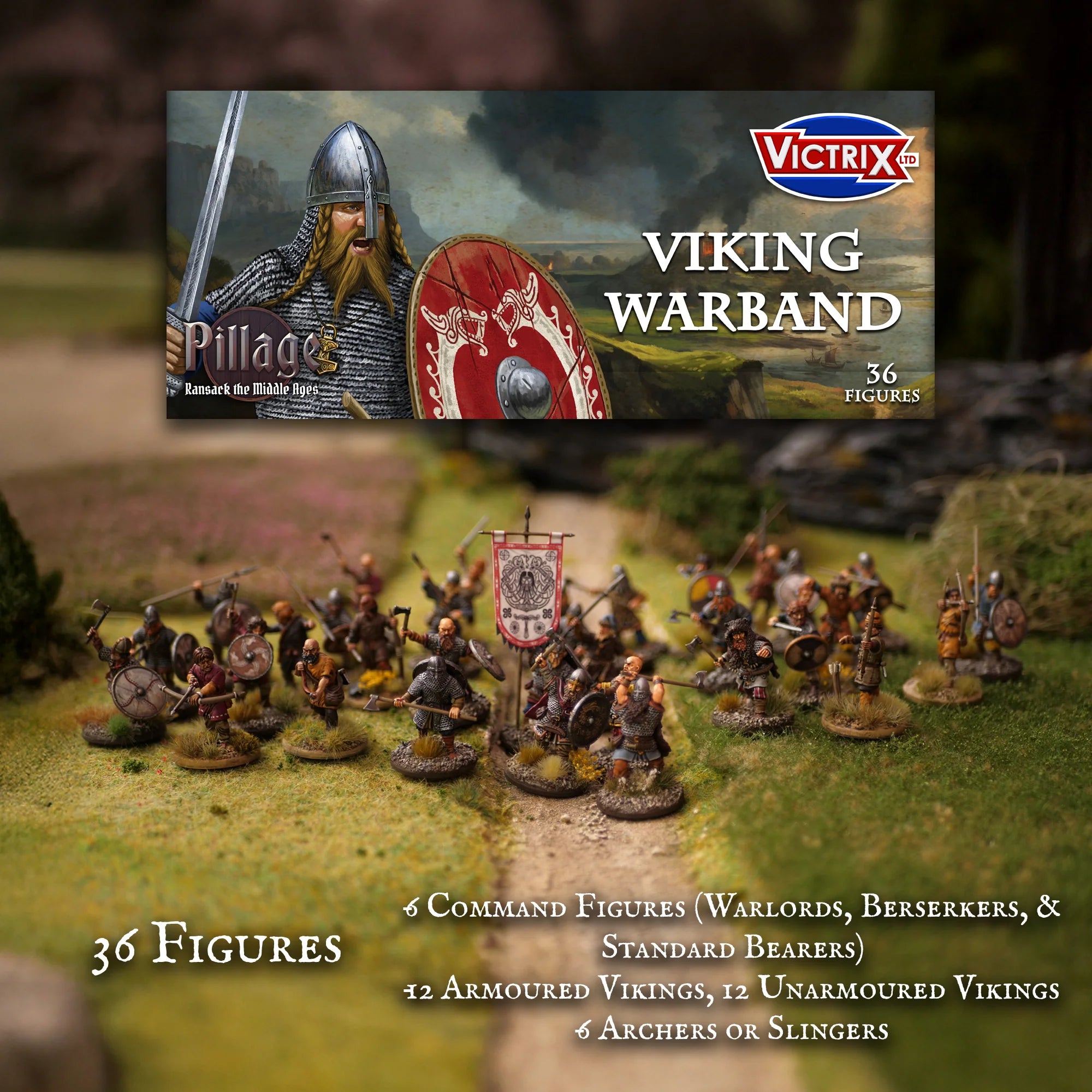 VICTRIX Viking Warband (x36 Figures) - 28mm Medieval Miniatures