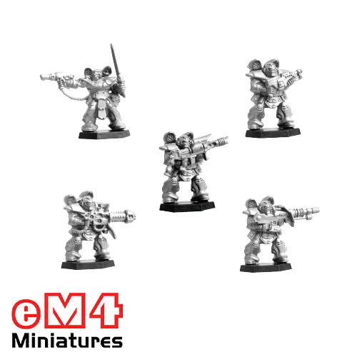 Space Ranger Sprue – x5 28mm Space Marine Minis (eM4 Miniatures)