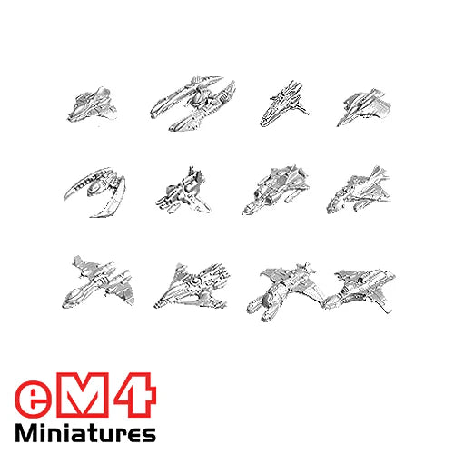 Spaceship Miniatures for Full Thrust Dropfleet Commander X-Wing – x12 Plastic Ships (eM4)