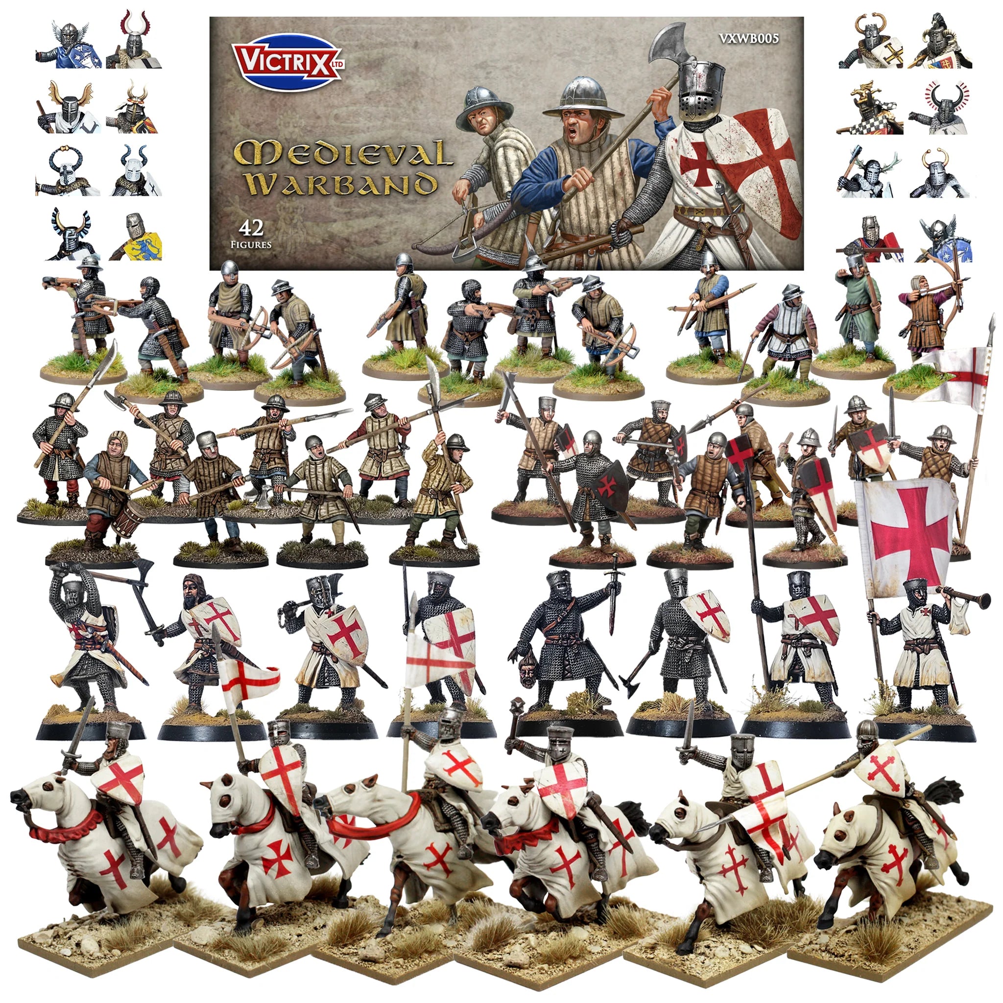 Victrix Medieval Warband (x42 Figures) - 28mm Historical Miniatures